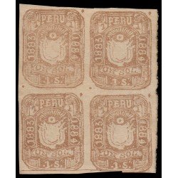 Perú Arequipa 10 1883-84 Escudos en relieve Bl.4 MNH