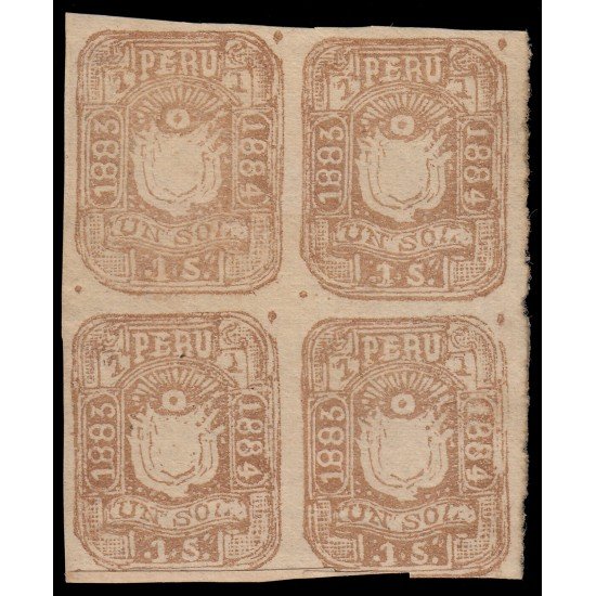 Perú Arequipa 10 1883-84 Escudos en relieve Bl.4 MNH Perú Arequipa 10 1883-84 Escudos en relieve Bl.4 MNH