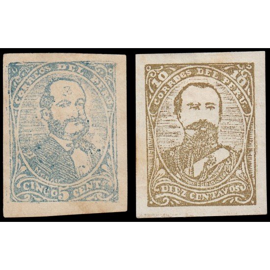 Perú Arequipa 13/14 1885 Almirante Grau Coronel Bolognesi MH Perú Arequipa 13/14 1885 Almirante Grau Coronel Bolognesi MH