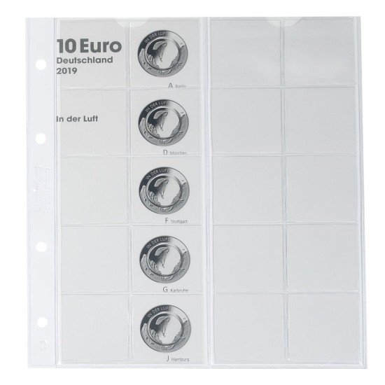 Lindner 1110-1 Hoja pre-impresa karat para monedas de 10 euros Alemania 2019 Lindner 1110-1 Hoja pre-impresa karat para monedas de 10 euros Alemania 2019