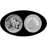 China 1 OZ onza 2024 Oso Panda 10 yens Plata Ag