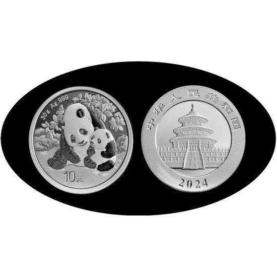 China 1 OZ onza 2024 Oso Panda 10 yens Plata Ag China 1 OZ onza 2024 Oso Panda 10 yens Plata Ag