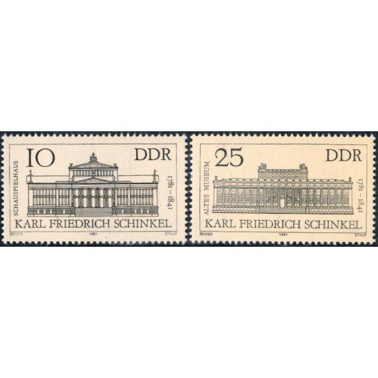 VAR1/S Alemania Oriental  DDR  Nº 2276/77  1981 200º Aniv. de Karl Friedrich Schinkel Lujo