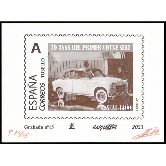 España Spain Grabado 15 70 Anys del primer cotxe SEAT Barnafil 2023 Numeración rojo Tirada 15 ejemplares España Spain Grabado 15 70 Anys del primer cotxe SEAT Barnafil 2023 Numeración rojo Tirada 15 ejemplares