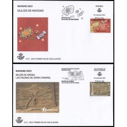 España Spain 5709/10 2023 Navidad 2023 Dulces de navidad - Belén de arena Las Palmas de Gran Canaria Sobre Primer Día Tarifa A Tarifa B España Spain 5709/10 2023 Navidad 2023 Dulces de navidad - Belén de arena Las Palmas de Gran Canaria Sobre Primer Día Tarifa A Tarifa B