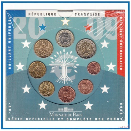 Francia France 2009 Cartera Oficial Monedas € euros Set Coin Francia France 2009 Cartera Oficial Monedas € euros Set Coin