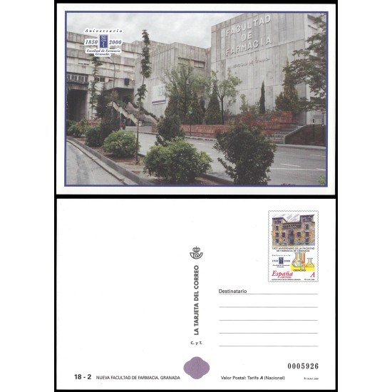 España Tarjetas del Correo y de Iniciativa Privada 72 2000 Nueva Facultat de Farmacia Granada Tarifa A
