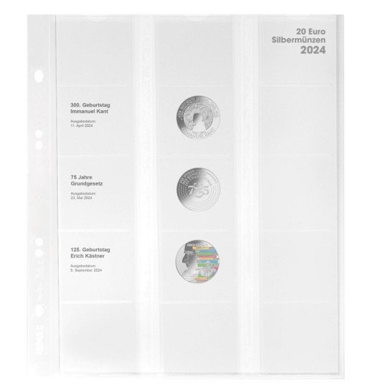 Lindner MU20E24 Colección múltiple Página ilustrada para monedas de 20 Euros plata Alemania 2024 Lindner MU20E24 Colección múltiple Página ilustrada para monedas de 20 Euros plata Alemania 2024