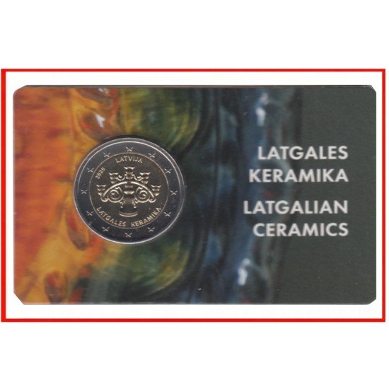 Letonia Latvija 2020 Cartera Oficial Coin Card Moneda 2€ euros Cerámica 