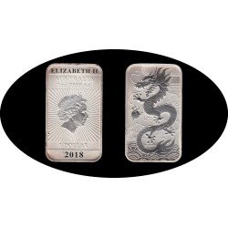 Australia 1 OZ onza  2018 Dragon 1$  Rectangular Plata Ag
