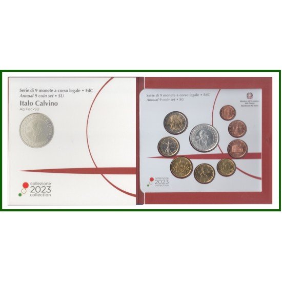 Italia 2023 Cartera Oficial Monedas € euros + 5 euros Plata Italo Calvino Italia 2023 Cartera Oficial Monedas € euros + 5 euros Plata Italo Calvino