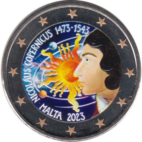 Malta 2023 2 € euros conmemorativos Color Copérnico Malta 2023 2 € euros conmemorativos Color Copérnico