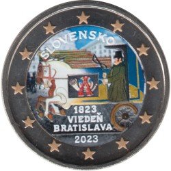 Eslovaquia 2023 2 € euros conmemorativos Color Correo tirado por caballos Eslovaquia 2023 2 € euros conmemorativos Color Correo tirado por caballos