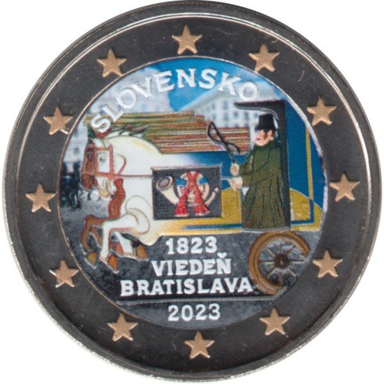 Eslovaquia 2023 2 € euros conmemorativos Color Correo tirado por caballos