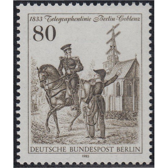 Alemania Berlín 654 1983 150º Aniversario 1ª línea telégrafo Berlín - Coblence MNH Alemania Berlín 654 1983 150º Aniversario 1ª línea telégrafo Berlín - Coblence MNH