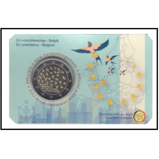 Bélgica 2024 Cartera Oficial Coin Card Moneda 2 € Presidencia de la UE Bélgica 2024 Cartera Oficial Coin Card Moneda 2 € Presidencia de la UE