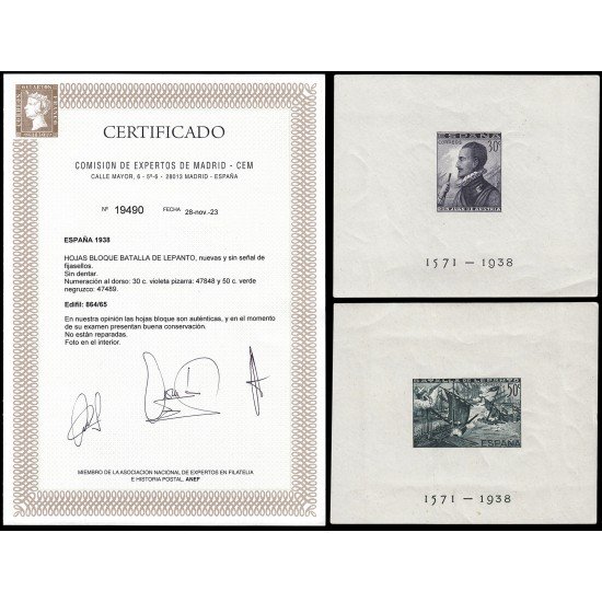 España Spain 864/65 1938 Batalla de Lepanto Don Juan de Austria MNH 