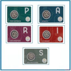 Francia France 2024 Cartera Oficial Set 5 Coin Card 2 € euros conm. JJ OO París Francia France 2024 Cartera Oficial Set 5 Coin Card 2 € euros conm. JJ OO París