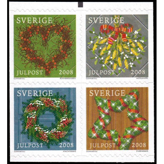 Suecia Sweden 2649/52 2008 Navidad Decoración de puertas MNH Suecia Sweden 2649/52 2008 Navidad Decoración de puertas MNH