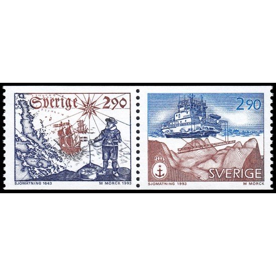 Suecia Sweden 1779/80 1993 350 aniv. de la creación del Servicio hidrográfico MNH