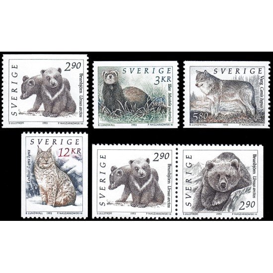 Suecia Sweden 1738/38A 1993 Fauna Animales salvajes de Suecia MNH