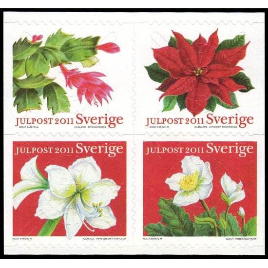Suecia Sweden 2830/33 2011 Flora Flores de Navidad Autoadhesivos