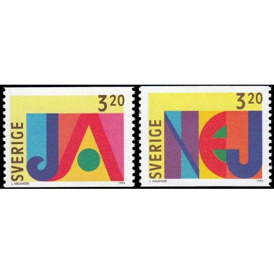 Suecia Sweden 1834/35 1994 Referéndum para la adhesión al Mercado Común MNH