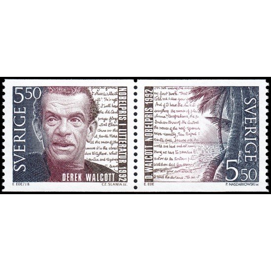 Suecia Sweden 1734/35 1992 Homenaje a Derek Walcott premio Nobel de literatura 1992 MNH