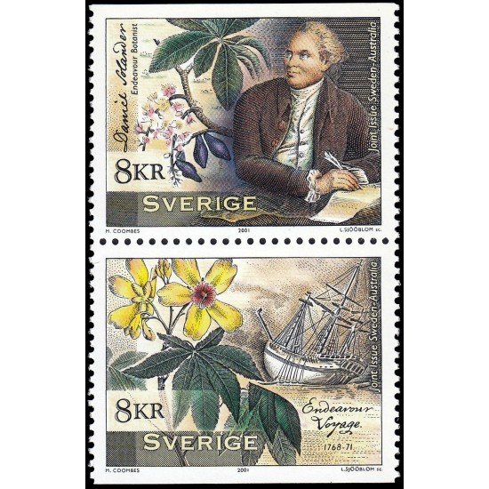 Suecia Sweden 2230/31 2001 Homenaje al botánico Daniel Solander Emisión conjunta con Australia MNH