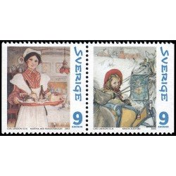 Suecia Sweden 2357/58 2003 Navidad en Sundborn Detalles de un cuadro del pintor Carl Larsson MNH