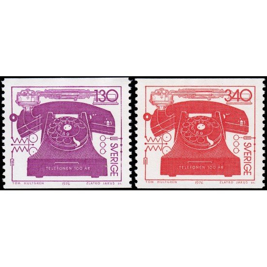 Suecia Sweden 919/20 1976 Centenario del teléfono, inventado por Alexander Graham Bell MNH