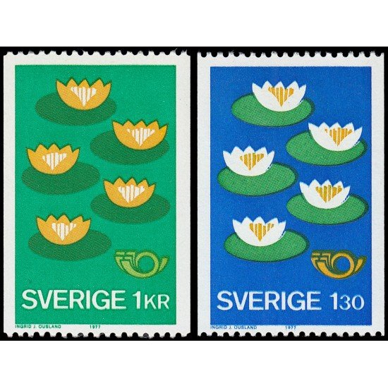 Suecia Sweden 952/53  1977  Nenúfares MNH