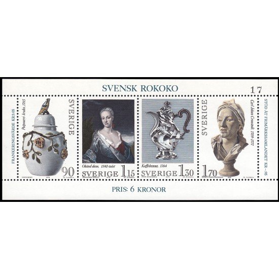 Suecia Sweden HB 7 1979 Época rococó MNH Suecia Sweden HB 7 1979 Época rococó MNH