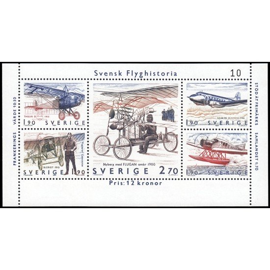 Suecia Sweden HB 12 1984 Historia de la aviación sueca MNH Suecia Sweden HB 12 1984 Historia de la aviación sueca MNH