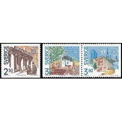Suecia Sweden 1571/73 1990 Edificios postales MNH Suecia Sweden 1571/73 1990 Edificios postales MNH