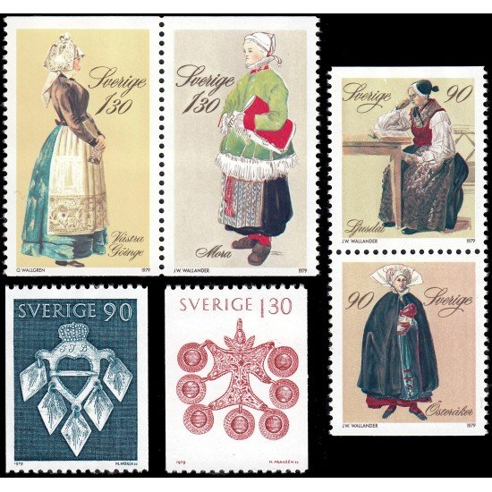 Suecia Sweden 1069/74 1979 Joyas y costumbres folclóricas MNH Suecia Sweden 1069/74 1979 Joyas y costumbres folclóricas MNH