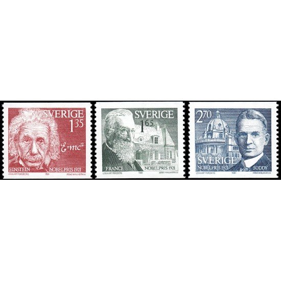 Suecia Sweden 1155/57 1981 Galardonados con el premio Nobel 1921 MNH Suecia Sweden 1155/57 1981 Galardonados con el premio Nobel 1921 MNH