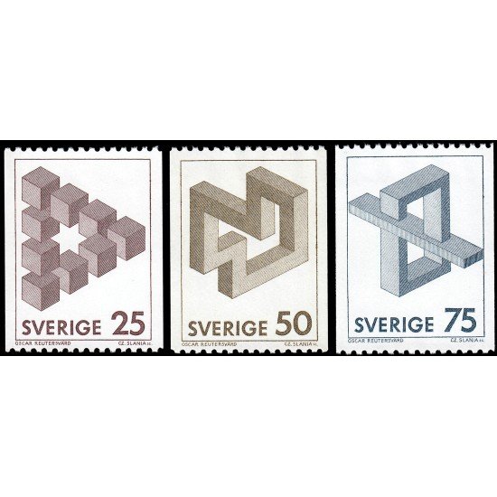 Suecia Sweden 1164/66 1982 Figuras imposibles MNH Suecia Sweden 1164/66 1982 Figuras imposibles MNH