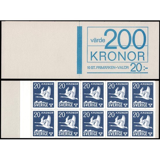 Suecia Sweden A C7a 1942 Cisnes volando Carnet MNH
