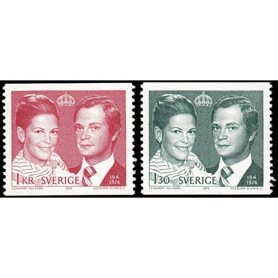 Suecia Sweden 925/26 1976 Matrimonio Real entre el Rey Carlos Gustavo XVI y Silvia Sommerlath MNH