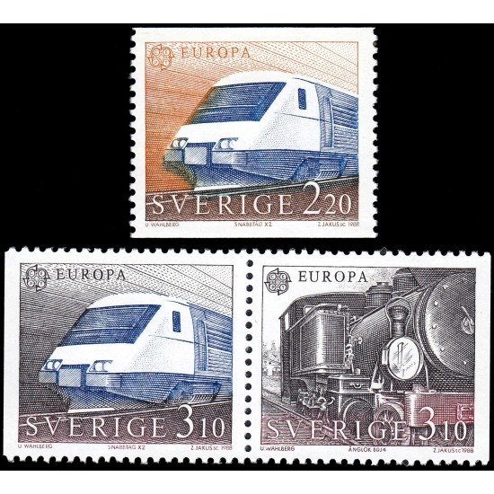 Suecia Sweden 1477/79 1988 Europa Transporte y comunicación MNH Suecia Sweden 1477/79 1988 Europa Transporte y comunicación MNH
