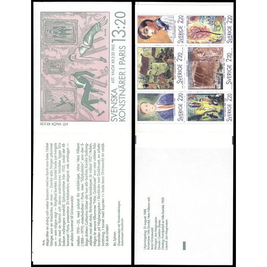 Suecia Sweden C1481 1988 Pintores suecos Carnet MNH