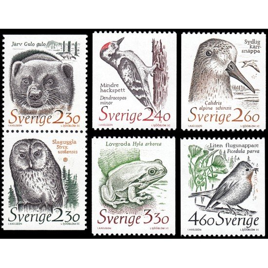Suecia Sweden 1502/07 1989 Animales amenazados en el medio ambiente MNH