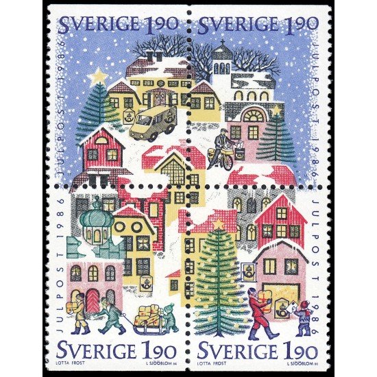Suecia Sweden 1391/94 1986 Navidad Escenas de invierno MNH Suecia Sweden 1391/94 1986 Navidad Escenas de invierno MNH