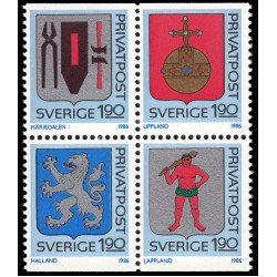 Suecia Sweden 1368/71 1986 Escudos provinciales MNH Suecia Sweden 1368/71 1986 Escudos provinciales MNH