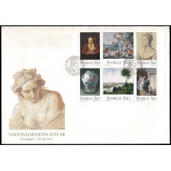 Suecia Sweden SPD FDC 1712/17 1992 Bicentenario del Museo Nacional Obras de arte Sobre primer día