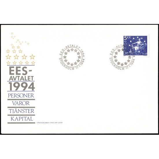 Suecia Sweden SPD FDC 1793 1994 Adhesión de Suecia a la C.E.E. Comunidad Económica Europea Sobre primer día Suecia Sweden SPD FDC 1793 1994 Adhesión de Suecia a la C.E.E. Comunidad Económica Europea Sobre primer día