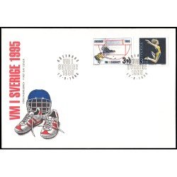 Suecia Sweden SPD FDC 1863/64 1995 Campeonato del mundo de hockey sobre hielo, Campeonato del mundo de atletismo en Suecia Sobre primer día