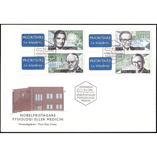 Suecia Sweden SPD FDC 1954/57 1996 Galardonados suecos con el Premio Nobel de Medicina Sobre primer día