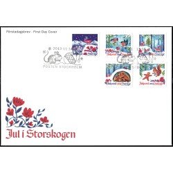 Suecia Sweden  SPD FDC 2937/41 2013 Navidad Animales del bosque Noche de Navidad Sobre primer día